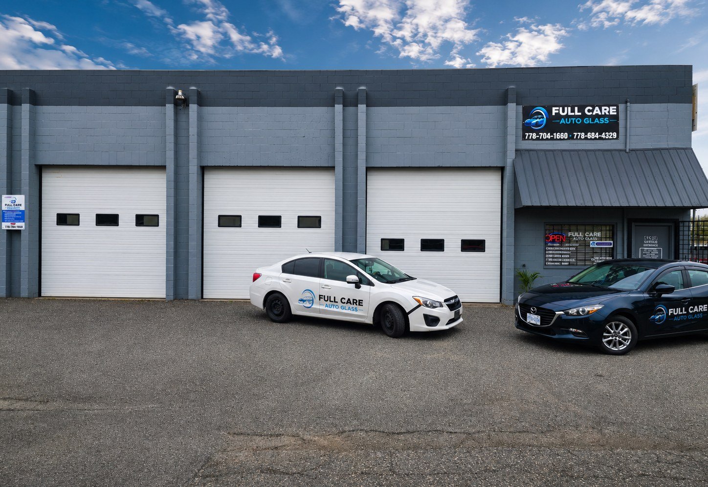 The Full Care Auto Glass shop on Yale Road in Chilliwack, where windshield replacements are done