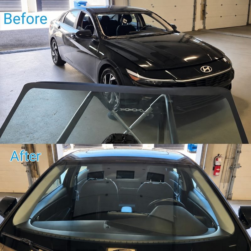 2024 Hyundai Elantra windshield replacement — before and after