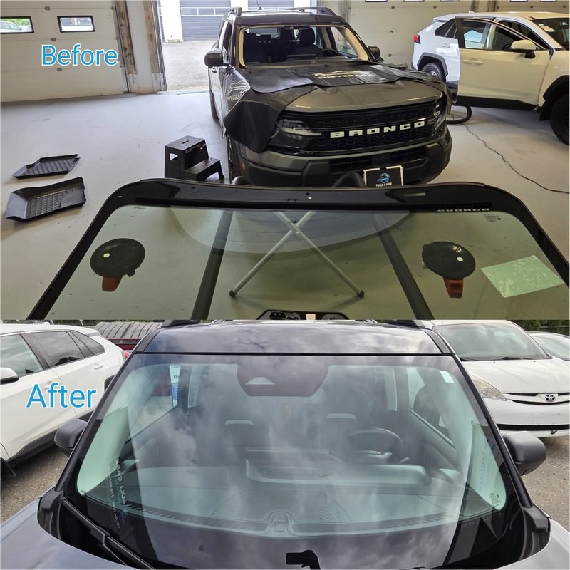 2025 Ford Bronco windshield replacement — before and after