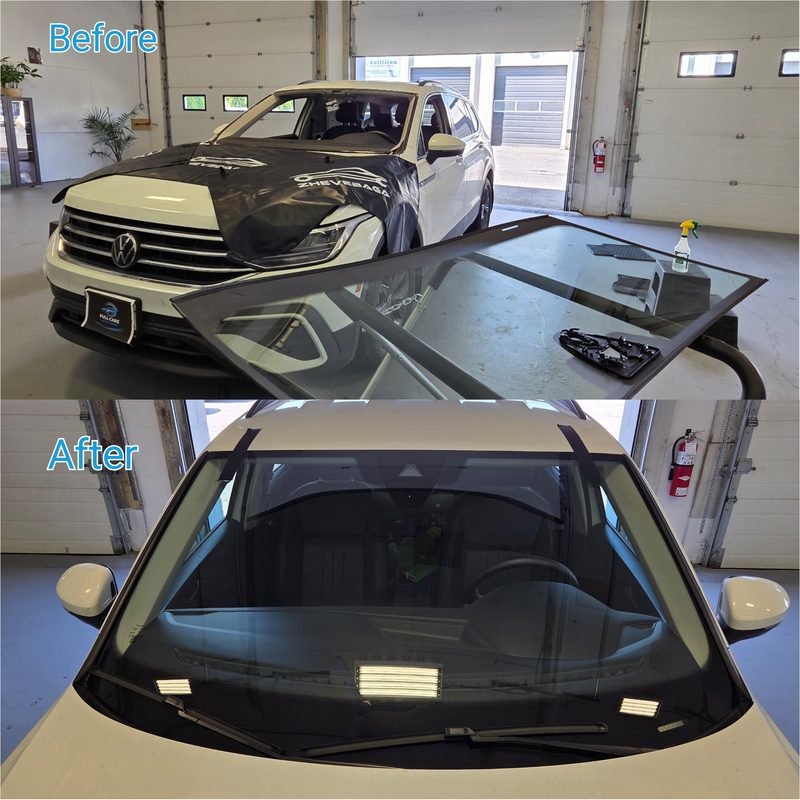 2025 Toyota RAV4 windshield replacement — before and after